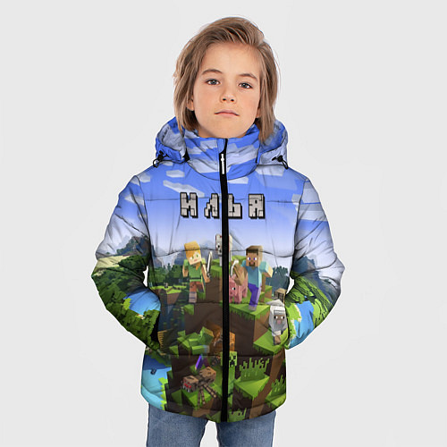 Зимняя куртка для мальчика Майнкрафт: Илья / 3D-Красный – фото 3