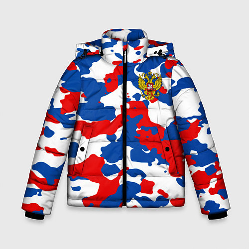 Зимняя куртка для мальчика Герб РФ Милитари / 3D-Черный – фото 1
