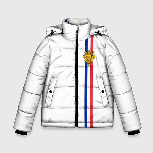 Зимняя куртка для мальчика Франция: лента с гербом / 3D-Черный – фото 1