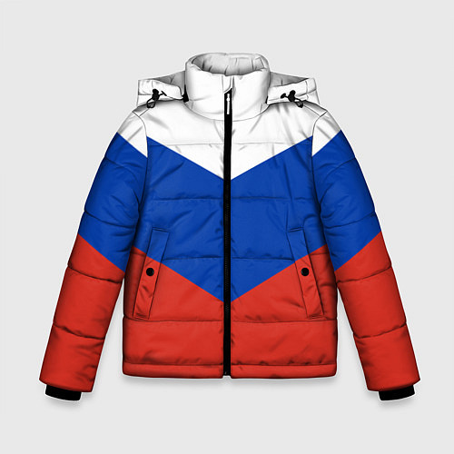 Зимняя куртка для мальчика Российский триколор / 3D-Черный – фото 1