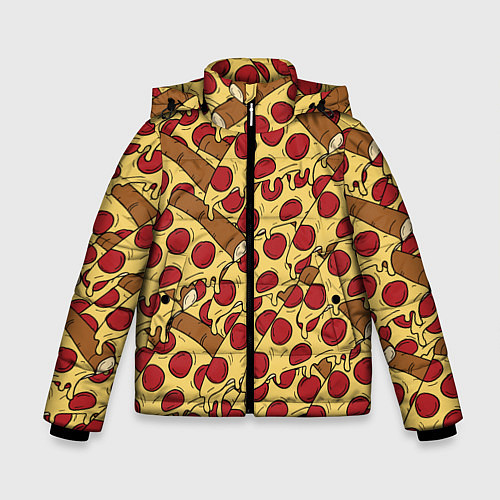 Зимняя куртка для мальчика Любитель пиццы / 3D-Черный – фото 1