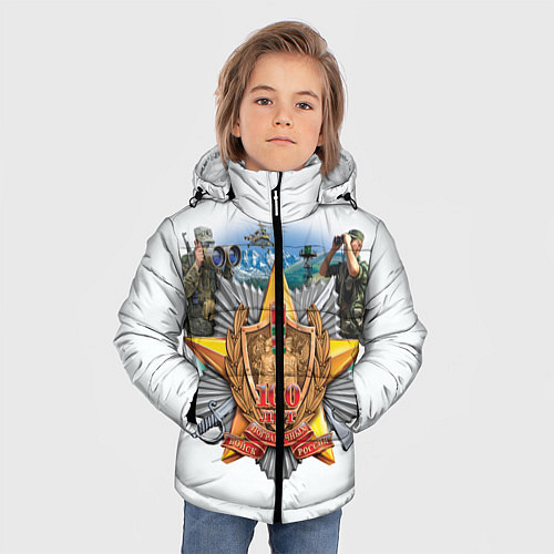 Зимняя куртка для мальчика 100 лет пограничным войскам / 3D-Светло-серый – фото 3