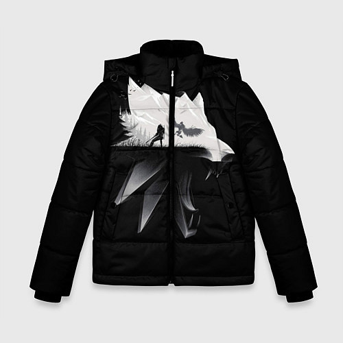 Зимняя куртка для мальчика Волк Ведьмака / 3D-Черный – фото 1