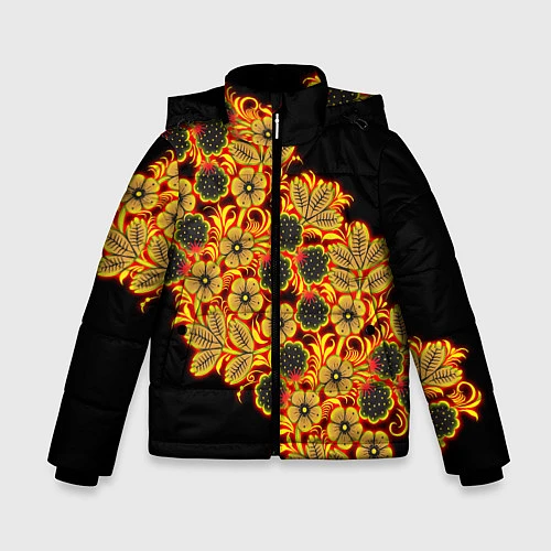 Зимняя куртка для мальчика Славянская роспись / 3D-Черный – фото 1