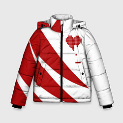Куртка зимняя для мальчика Игра в сердца, цвет: 3D-красный