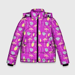 Куртка зимняя для мальчика Тропическое наслаждение, цвет: 3D-черный
