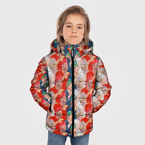 Зимняя куртка для мальчика Истинные фанаты России / 3D-Красный – фото 3