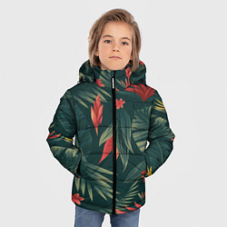 Куртка зимняя для мальчика Зеленые тропики, цвет: 3D-светло-серый — фото 2