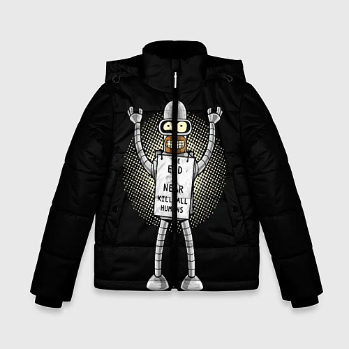 Зимняя куртка для мальчика Kill All Humans / 3D-Черный – фото 1