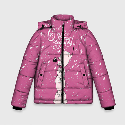 Зимняя куртка для мальчика Новогодние поросята / 3D-Черный – фото 1