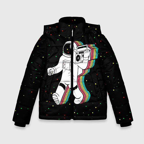 Зимняя куртка для мальчика Космонавт с магнитофоном / 3D-Черный – фото 1