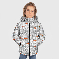 Куртка зимняя для мальчика Зимние снеговики, цвет: 3D-черный — фото 2