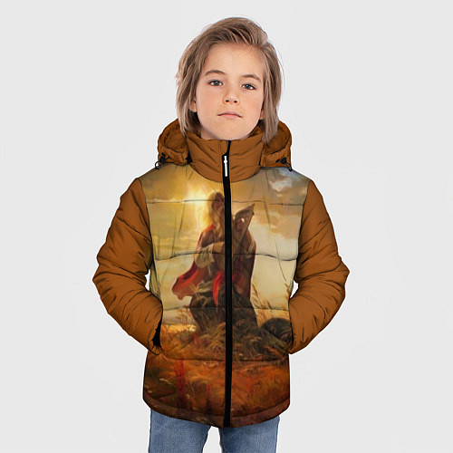 Зимняя куртка для мальчика Русский воин / 3D-Красный – фото 3
