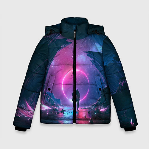 Зимняя куртка для мальчика Любовь в космосе / 3D-Черный – фото 1