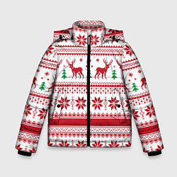 Куртка зимняя для мальчика Новогодние олени, цвет: 3D-светло-серый