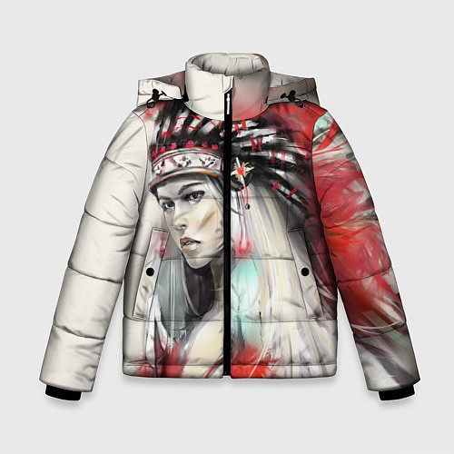 Зимняя куртка для мальчика Индейская девушка / 3D-Черный – фото 1