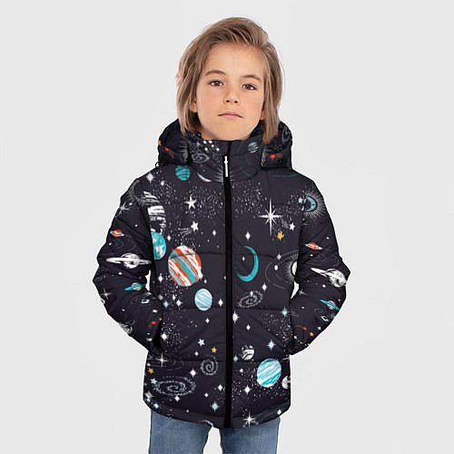 Зимняя куртка для мальчика Загадочный космос / 3D-Красный – фото 3