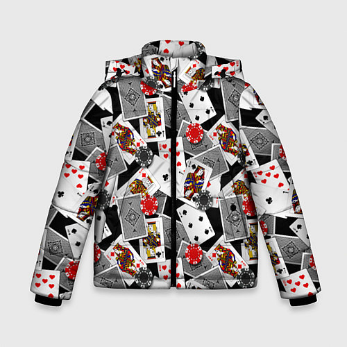 Зимняя куртка для мальчика Игральные карты и фишки / 3D-Черный – фото 1
