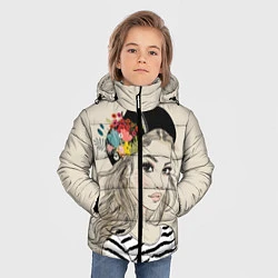 Куртка зимняя для мальчика Парижанка в берете, цвет: 3D-черный — фото 2