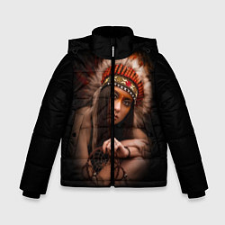 Куртка зимняя для мальчика Индейская девушка, цвет: 3D-красный