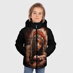 Куртка зимняя для мальчика Индейская девушка, цвет: 3D-красный — фото 2