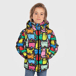 Куртка зимняя для мальчика Разноцветные котики, цвет: 3D-красный — фото 2