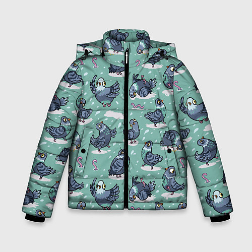 Зимняя куртка для мальчика Голуби и червяки / 3D-Черный – фото 1