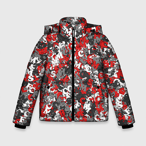 Зимняя куртка для мальчика Камуфляж с буквами F C S M / 3D-Черный – фото 1