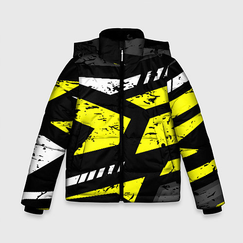 Зимняя куртка для мальчика Black yellow abstract sport style / 3D-Черный – фото 1