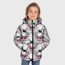 Куртка зимняя для мальчика Совы в очках, цвет: 3D-черный — фото 2