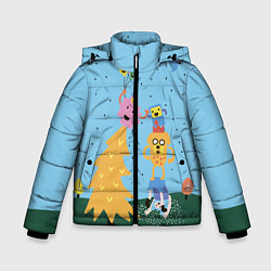 Куртка зимняя для мальчика Время приключений Ёлка, цвет: 3D-светло-серый