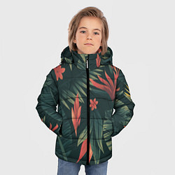 Куртка зимняя для мальчика Тропический комуфляж, цвет: 3D-черный — фото 2