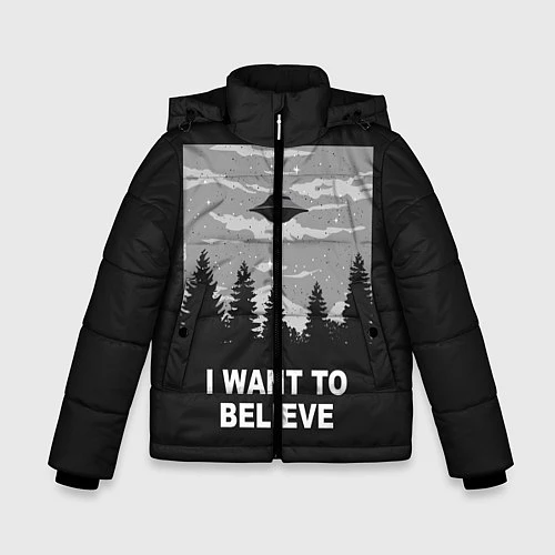 Зимняя куртка для мальчика I want to believe / 3D-Черный – фото 1