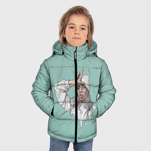Зимняя куртка для мальчика Billie Eilish Mint Art / 3D-Красный – фото 3