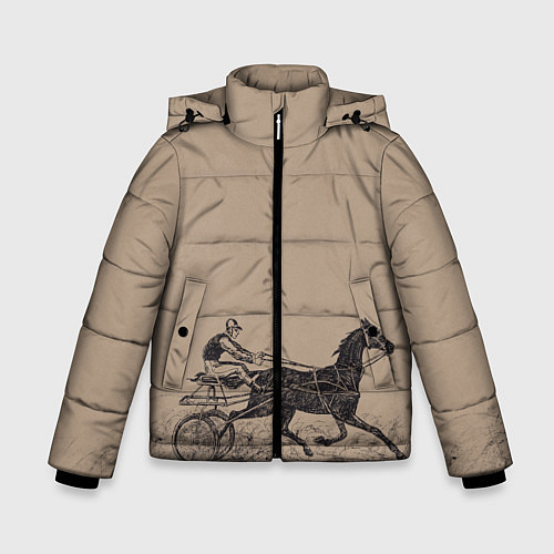 Зимняя куртка для мальчика Лошадь с колесницей / 3D-Черный – фото 1
