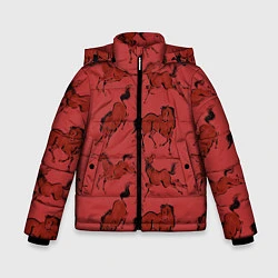 Куртка зимняя для мальчика Красные кони, цвет: 3D-красный