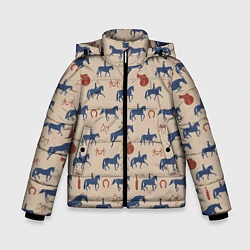 Куртка зимняя для мальчика Кони, цвет: 3D-светло-серый