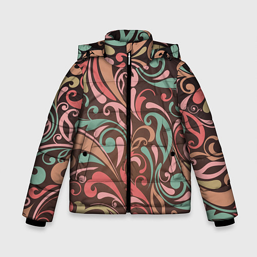 Зимняя куртка для мальчика Узор хохломы / 3D-Черный – фото 1