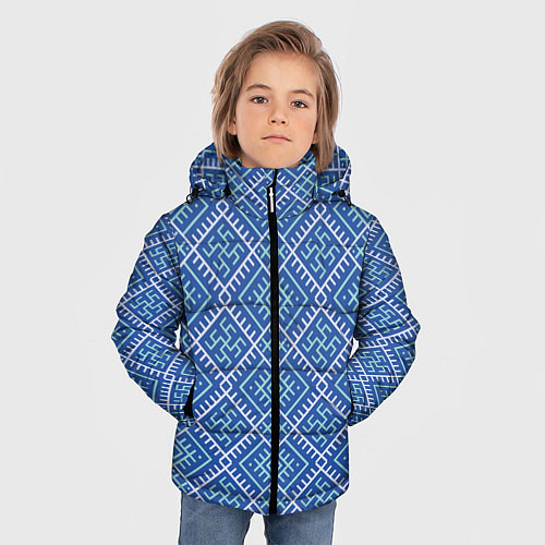 Зимняя куртка для мальчика Славянский орнамент / 3D-Красный – фото 3