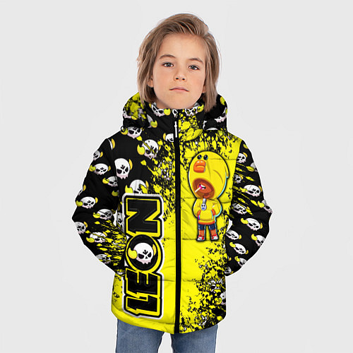 Зимняя куртка для мальчика Brawl Stars леон / 3D-Светло-серый – фото 3