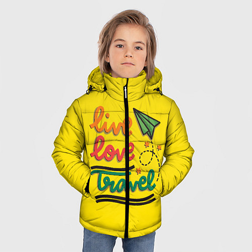 Зимняя куртка для мальчика Жизнь, любовь, путешествия / 3D-Красный – фото 3