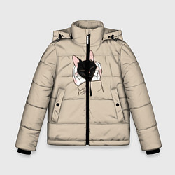 Куртка зимняя для мальчика Милая кошечка, цвет: 3D-светло-серый