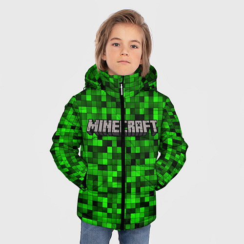 Зимняя куртка для мальчика MINECRAFT CREEPER КАПЮШОН / 3D-Светло-серый – фото 3