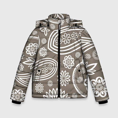 Зимняя куртка для мальчика Цветочная роспись / 3D-Черный – фото 1
