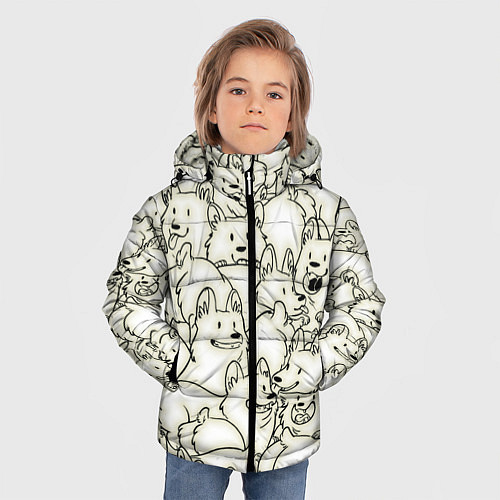 Зимняя куртка для мальчика Корги ЧБ / 3D-Красный – фото 3