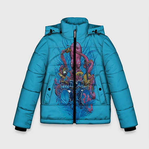 Зимняя куртка для мальчика Осьминог барабанщик / 3D-Черный – фото 1