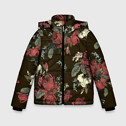 Куртка зимняя для мальчика Букет роз, цвет: 3D-черный
