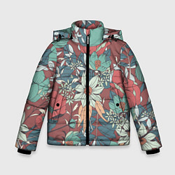 Куртка зимняя для мальчика Цветочный арт, цвет: 3D-черный