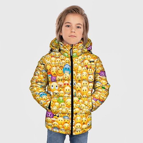 Зимняя куртка для мальчика Смайлики Emoji / 3D-Красный – фото 3