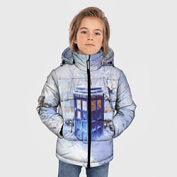 Куртка зимняя для мальчика ТАРДИС В СНЕГУ, цвет: 3D-красный — фото 2